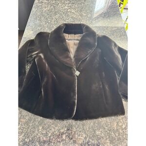 Vintage sportowne Faux Fur Jacket Brown coat USA made Orignal ZCMI tag attached